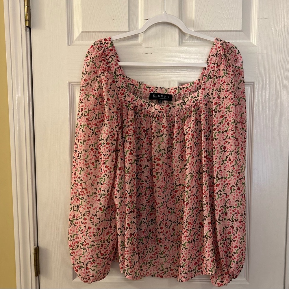 Eloquii Pink Floral Blouse